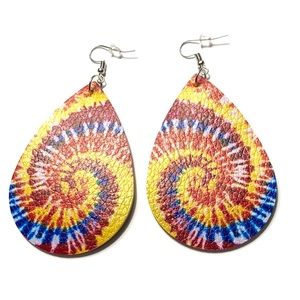 Tie Dye Earrings Faux Leather